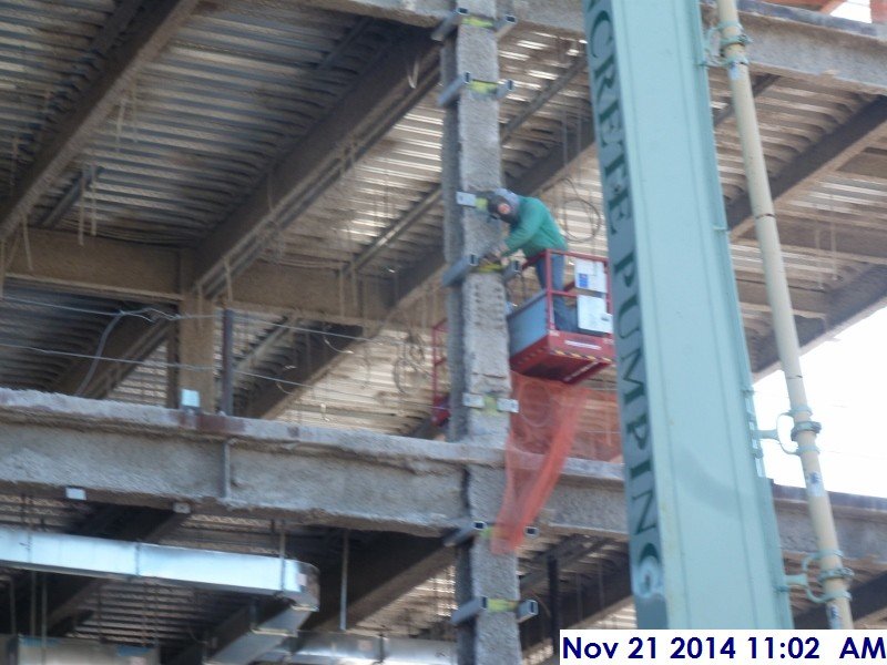Welding cilps along the column at the 2nd floor North Elevation